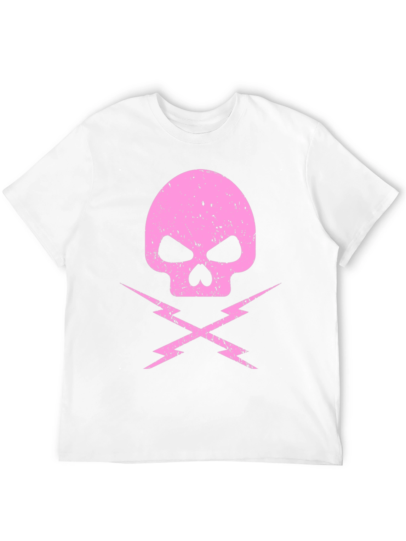 Pink Skull & Lightning Bolt Graphic Black T-Shirt