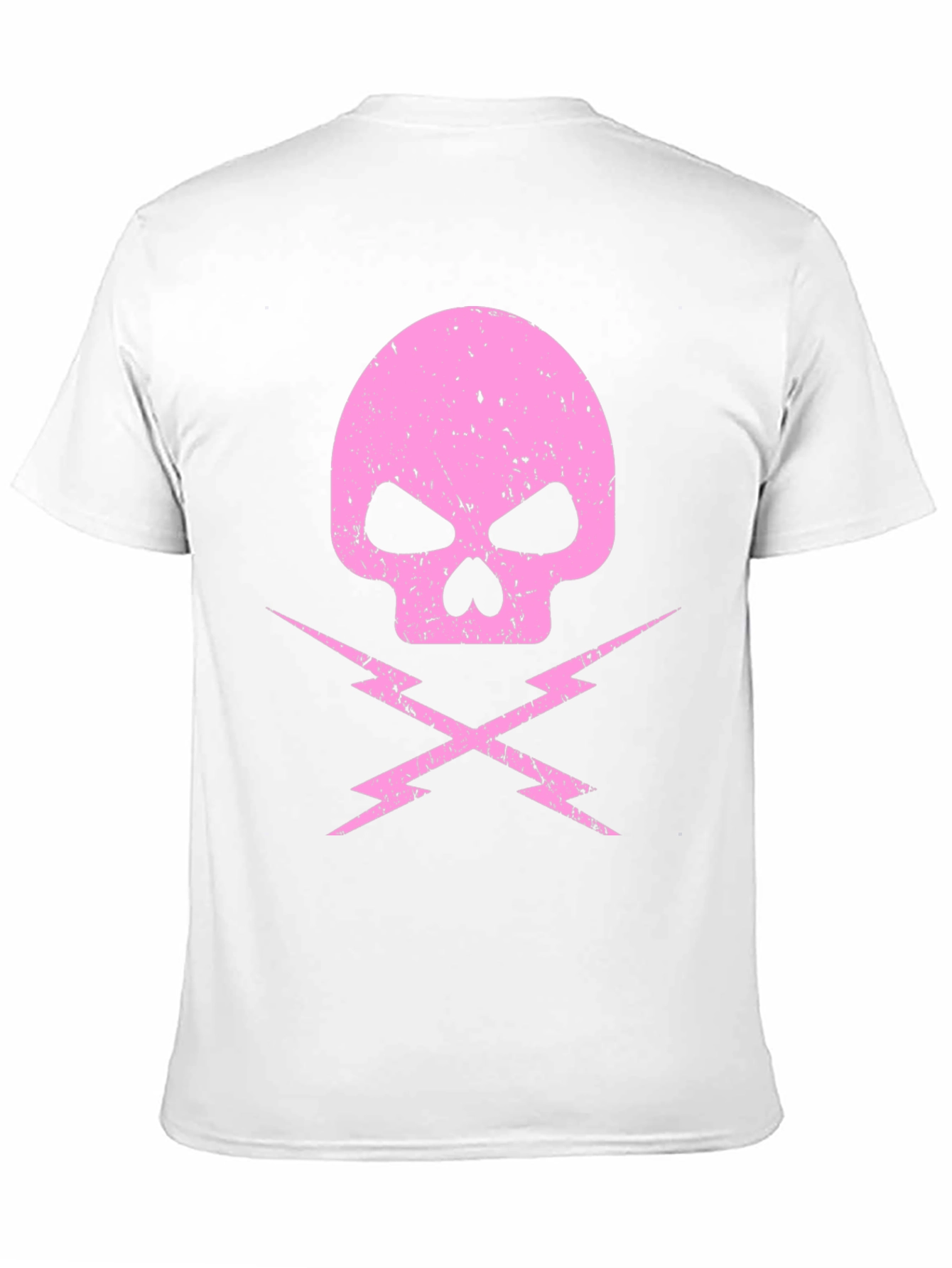 Pink Skull & Lightning Bolt Graphic Black T-Shirt