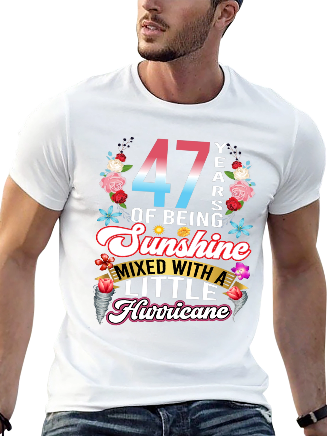 47 Years of Sunshine and Hurricane Graphic T-Shirt