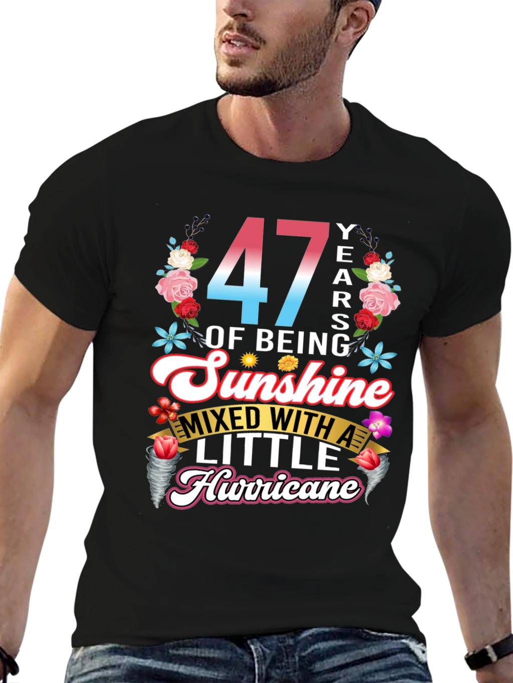 47 Years of Sunshine and Hurricane Graphic T-Shirt