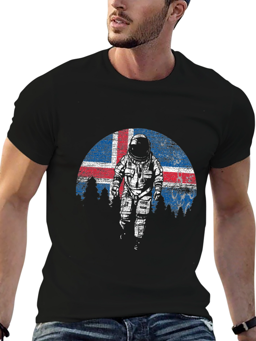 Icelandic Astronaut Graphic Tee - Black