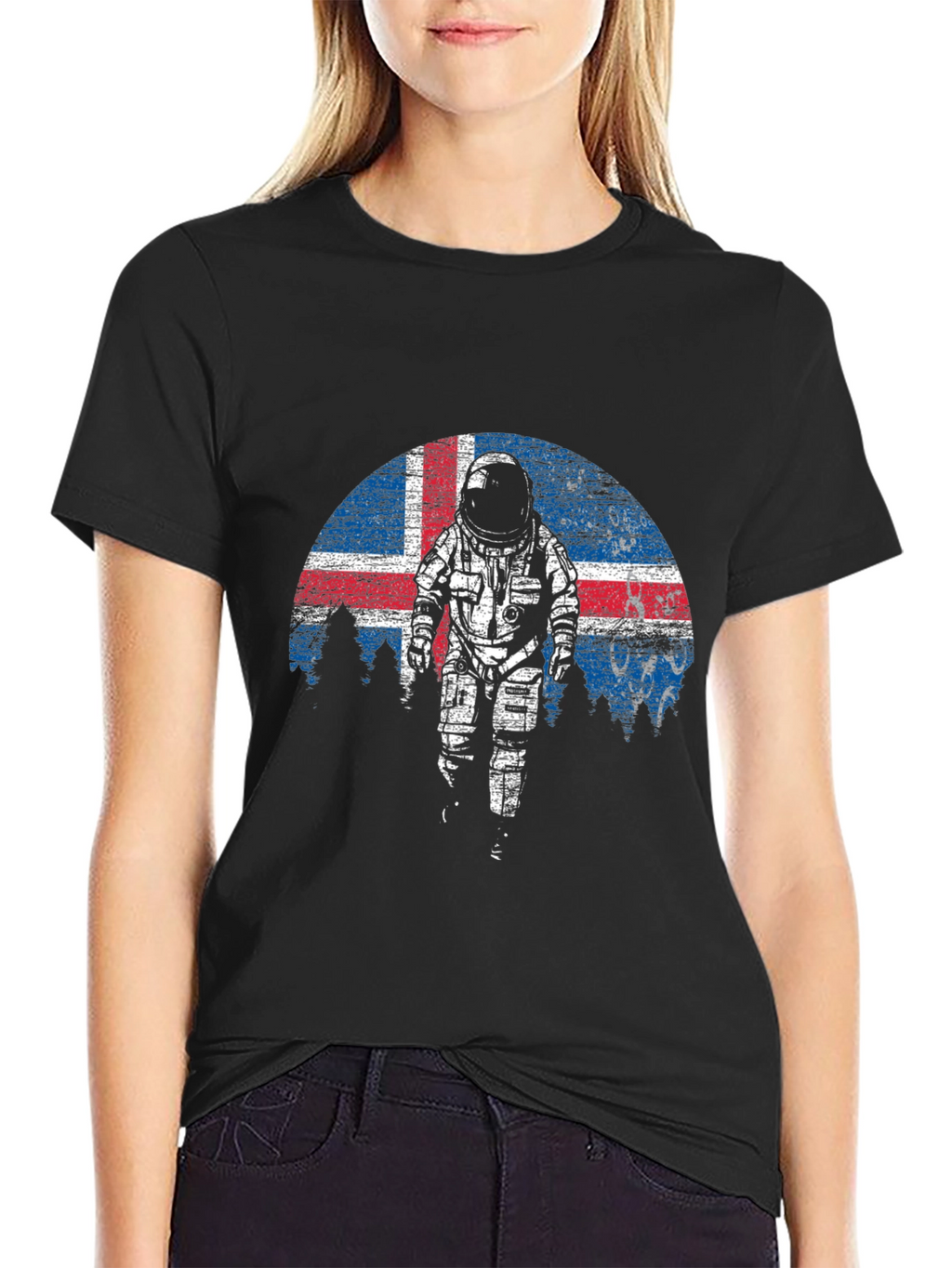 Icelandic Astronaut Graphic Tee - Black