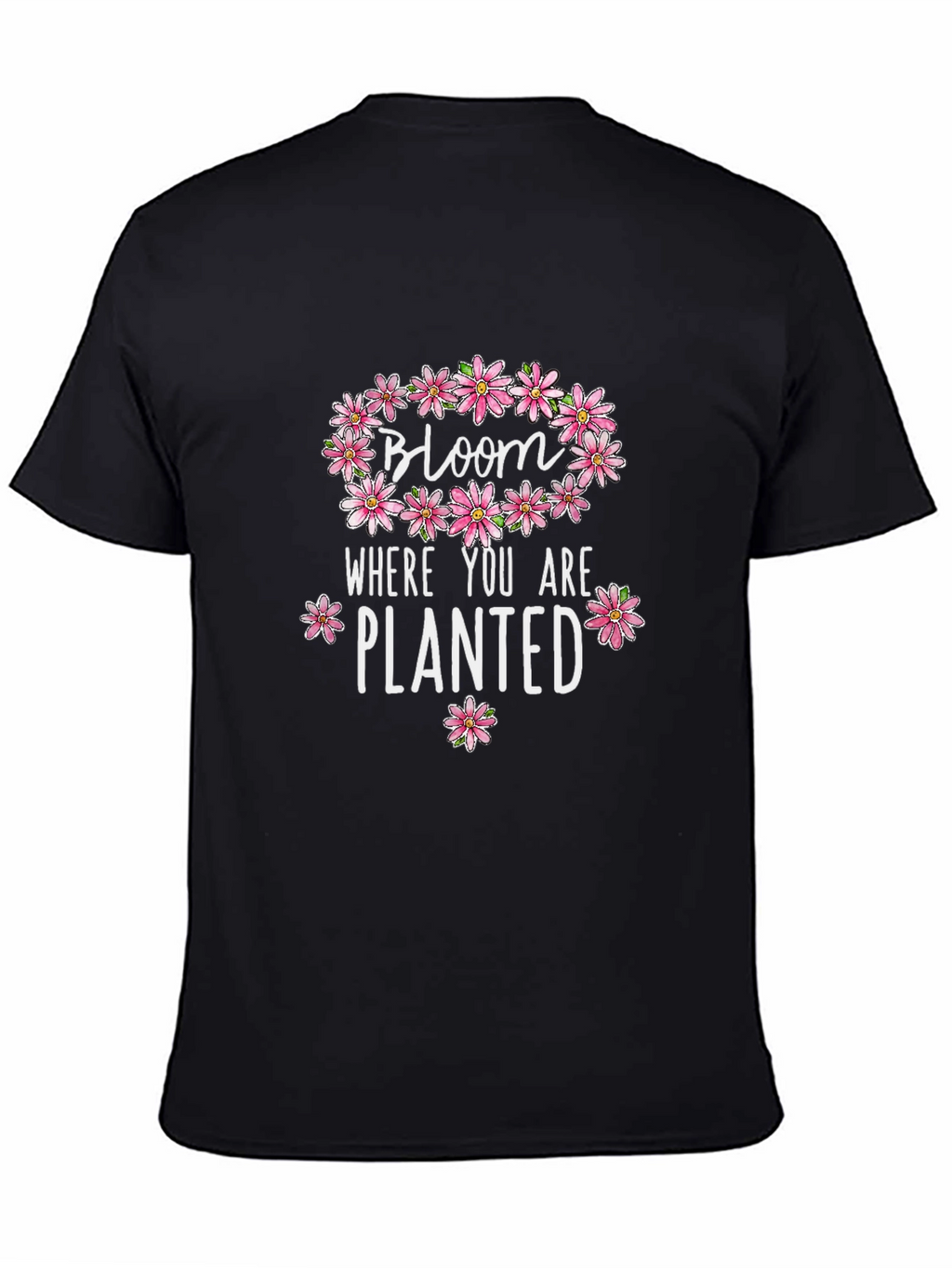 Bloom Where You Are Planted Black Graphic Tee