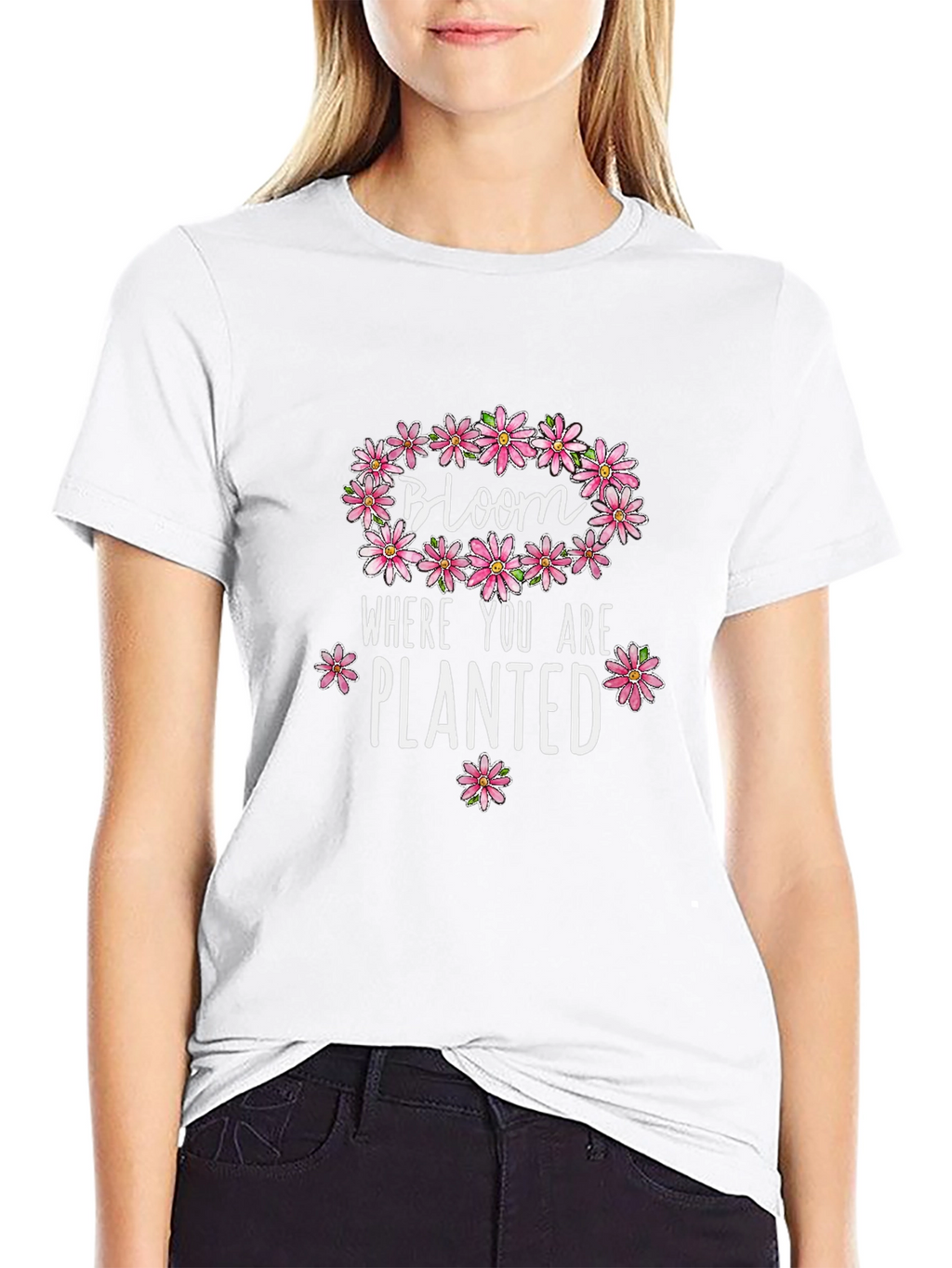 Bloom Where You Are Planted Black Graphic Tee