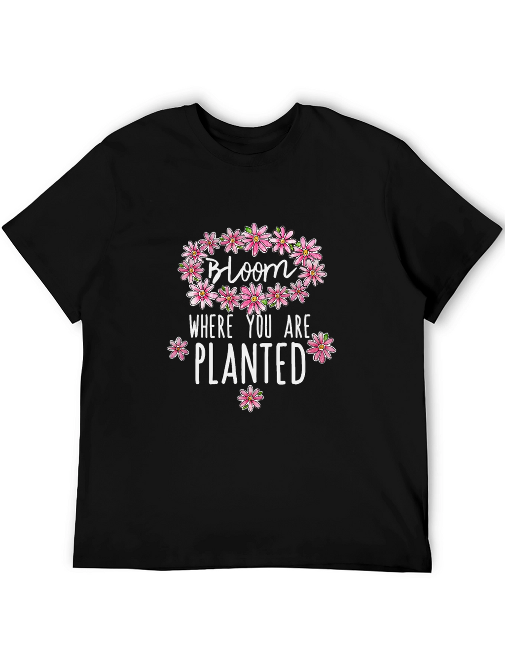 Bloom Where You Are Planted Black Graphic Tee