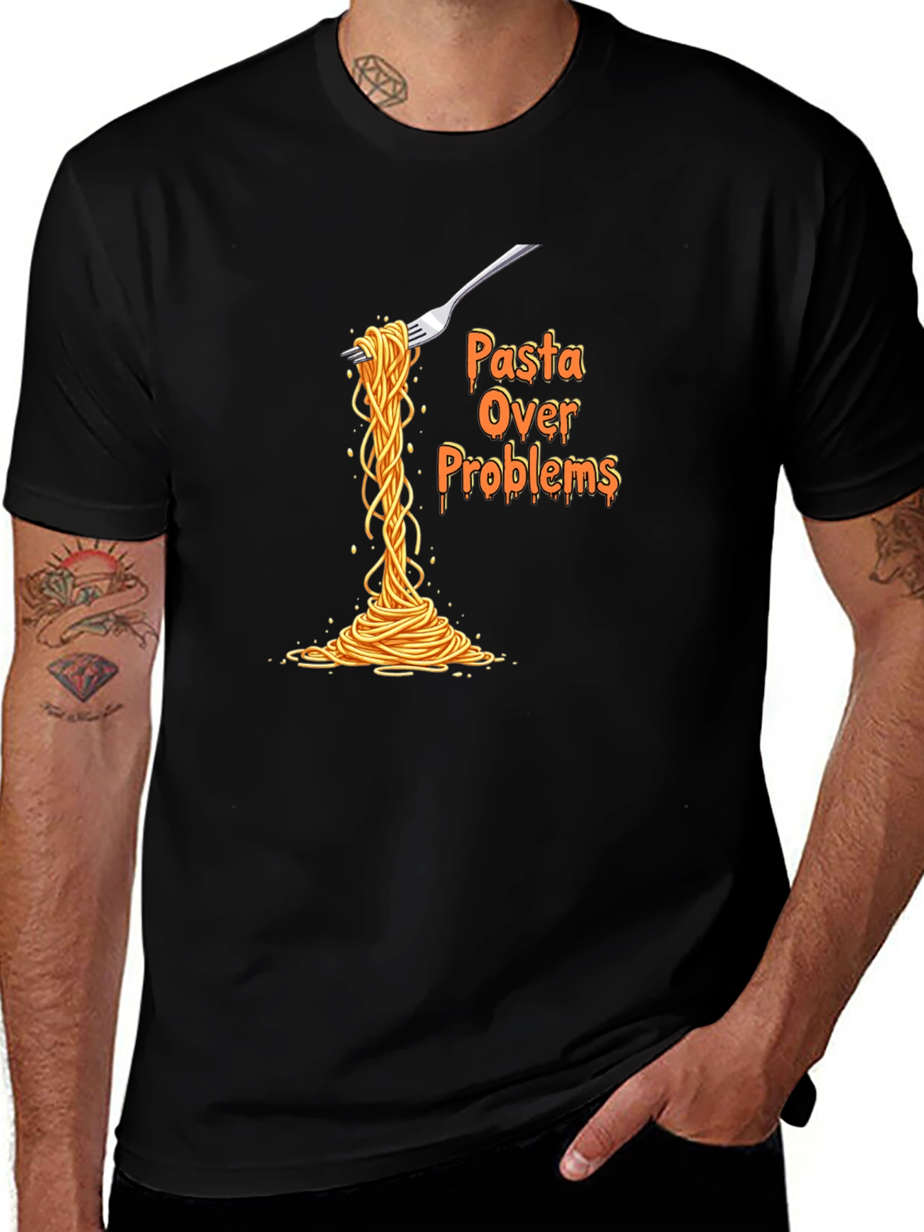Pasta Over Problems T-Shirt Funny Graphic Tee