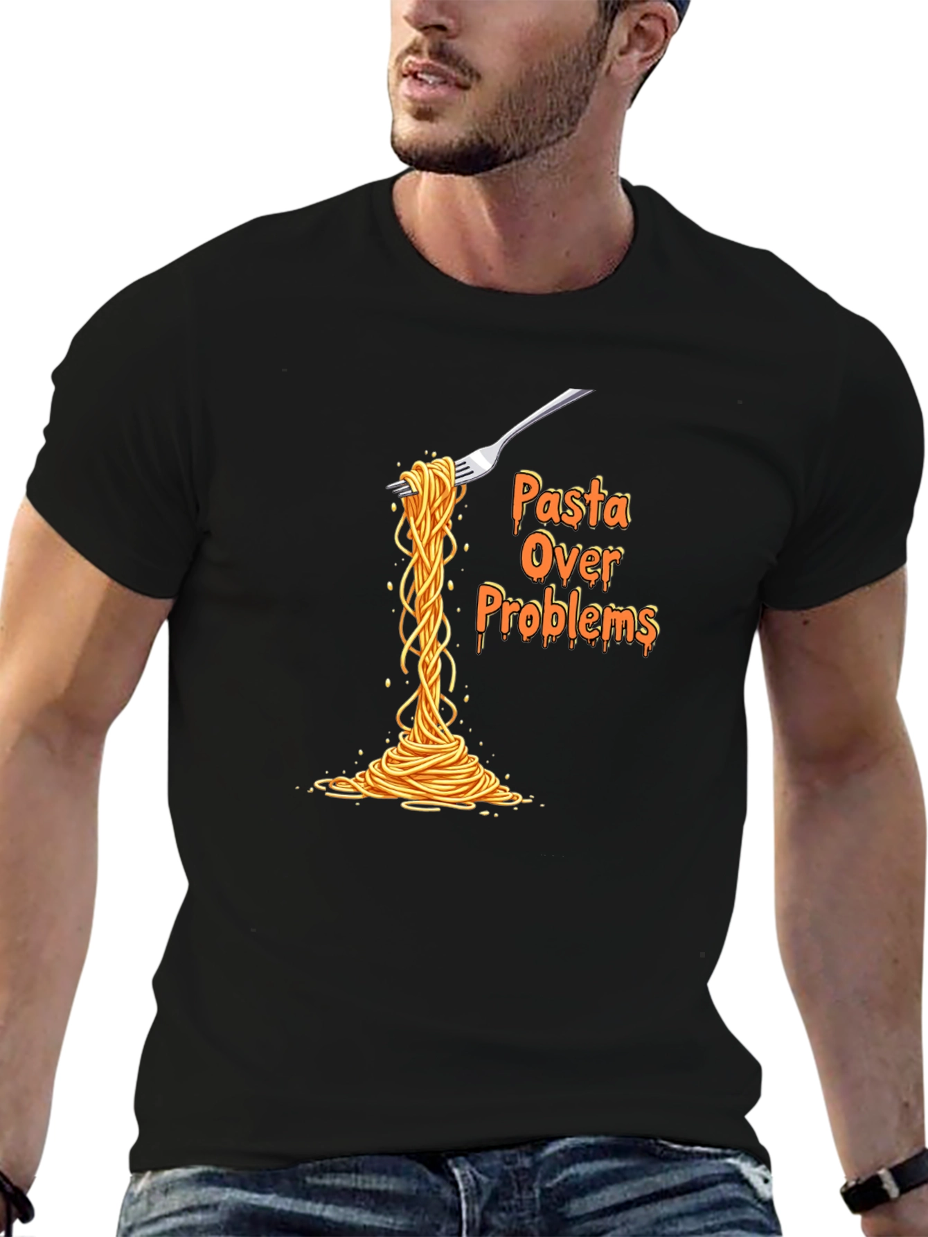 Pasta Over Problems T-Shirt Funny Graphic Tee