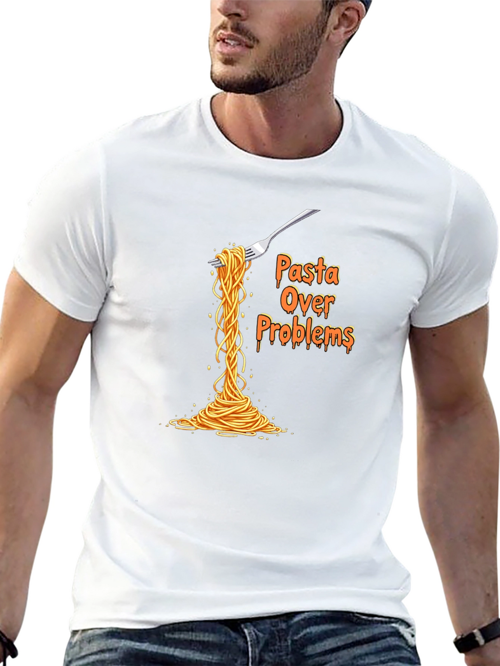 Pasta Over Problems T-Shirt Funny Graphic Tee