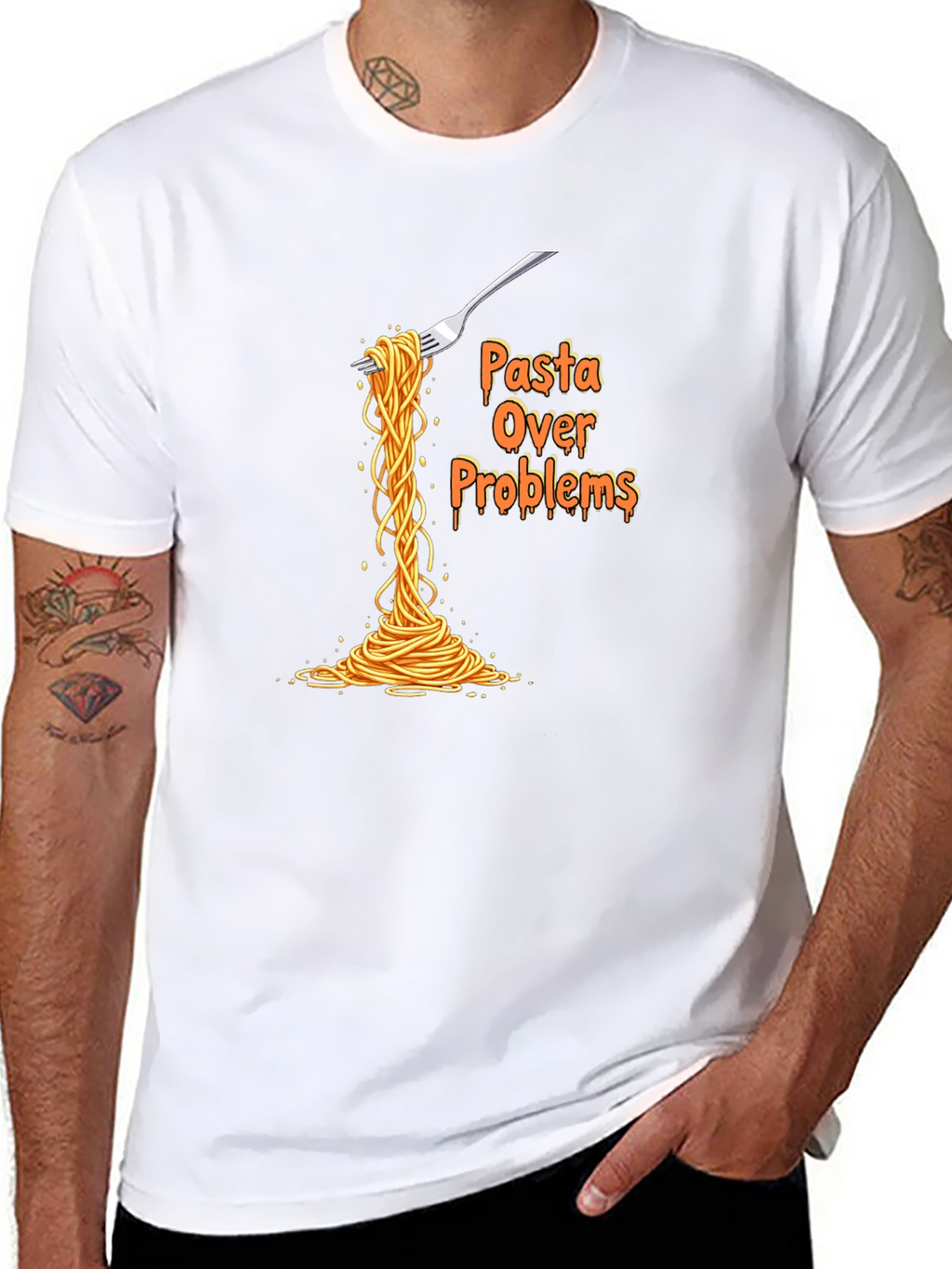 Pasta Over Problems T-Shirt Funny Graphic Tee