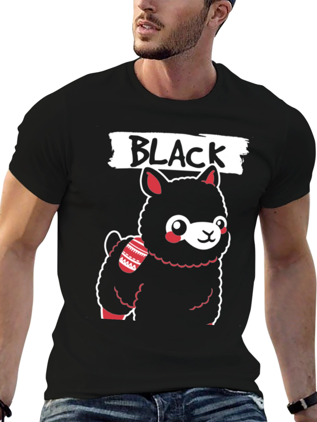 Black Llama T-Shirt - Cute Graphic Tee