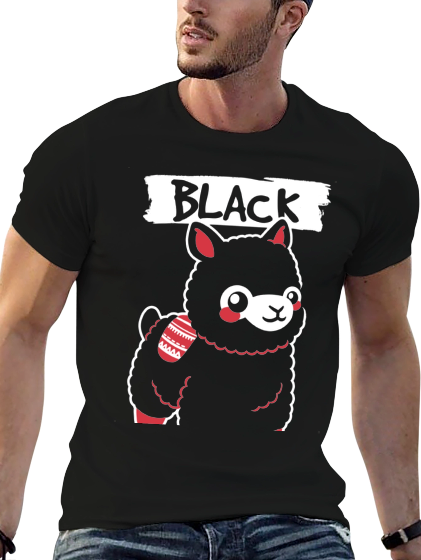 Black Llama T-Shirt - Cute Graphic Tee