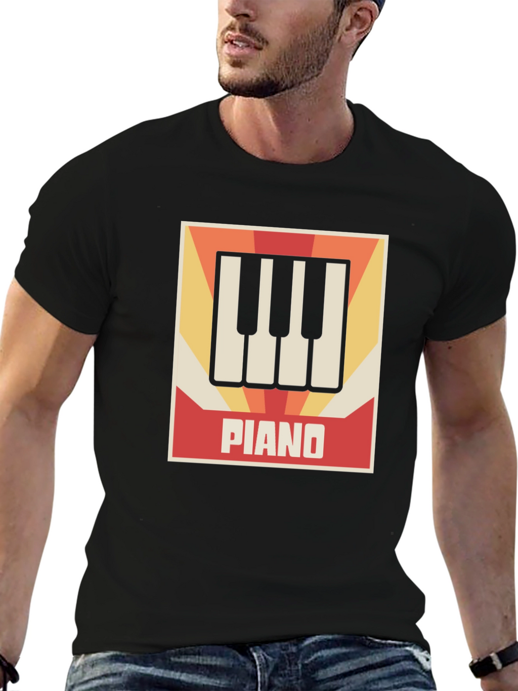 Retro Piano Keys Graphic Tee - Musicians Style