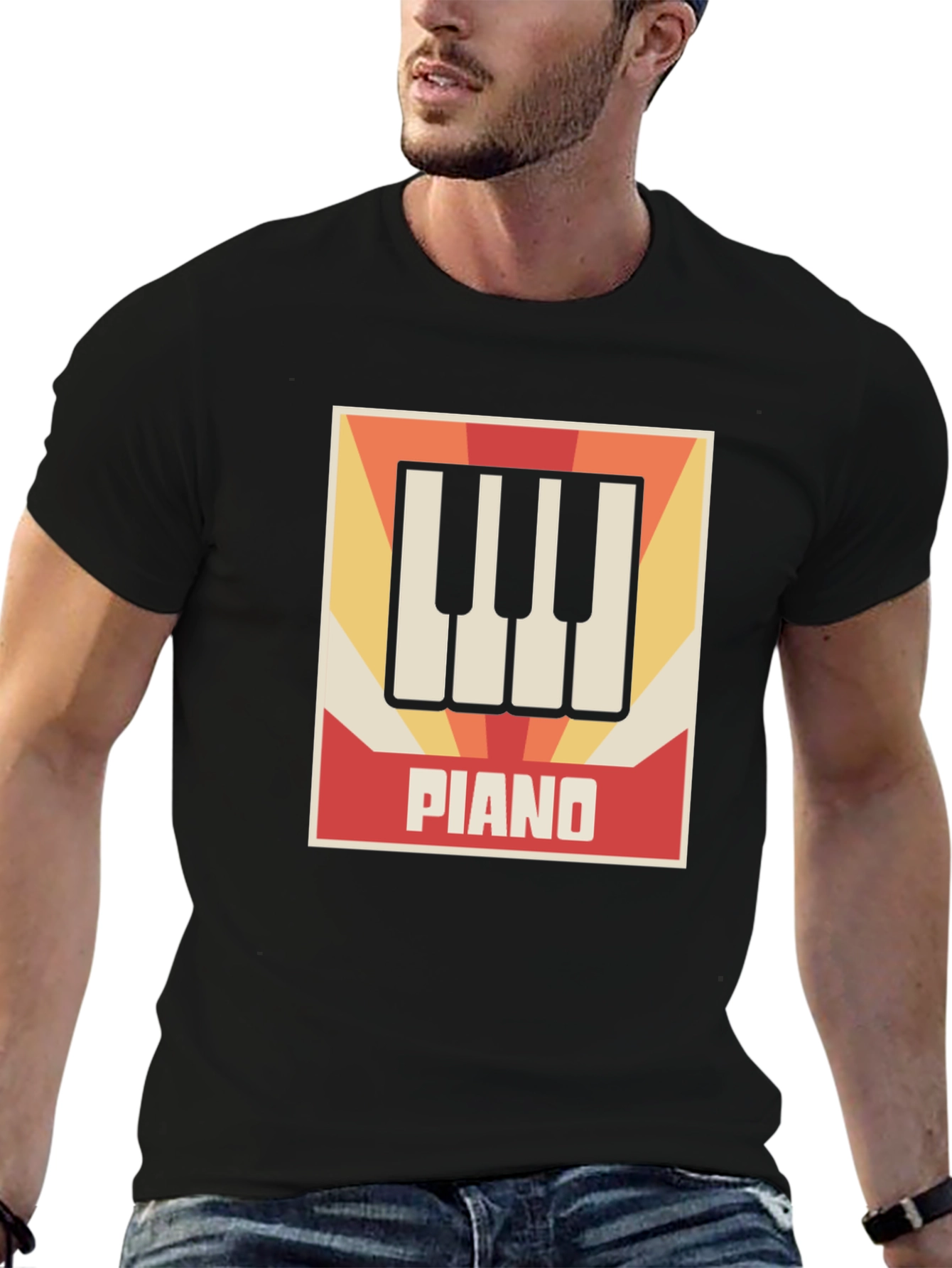 Retro Piano Keys Graphic Tee - Musicians Style