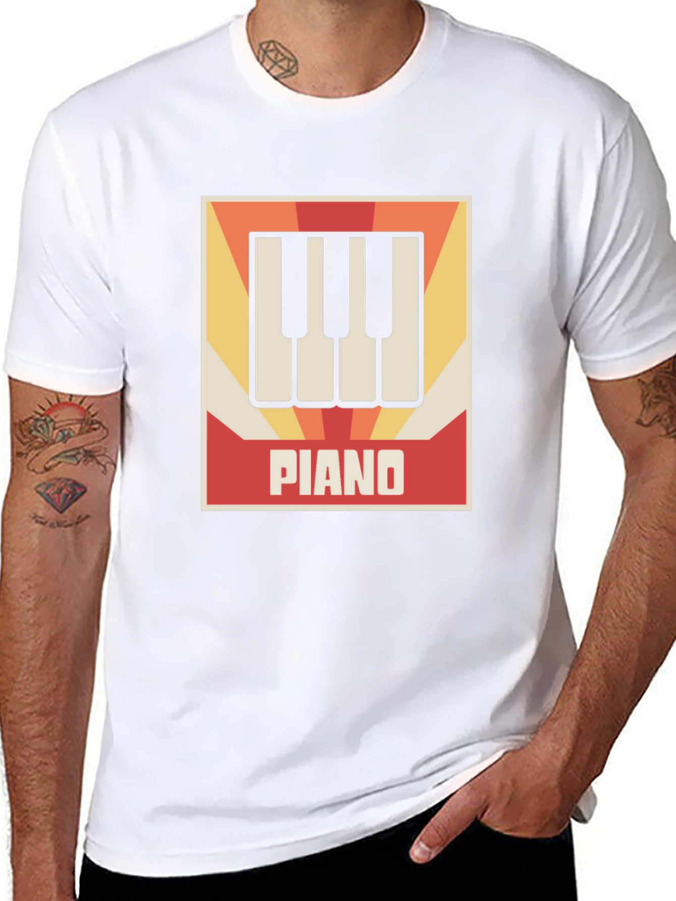 Retro Piano Keys Graphic Tee - Musicians Style