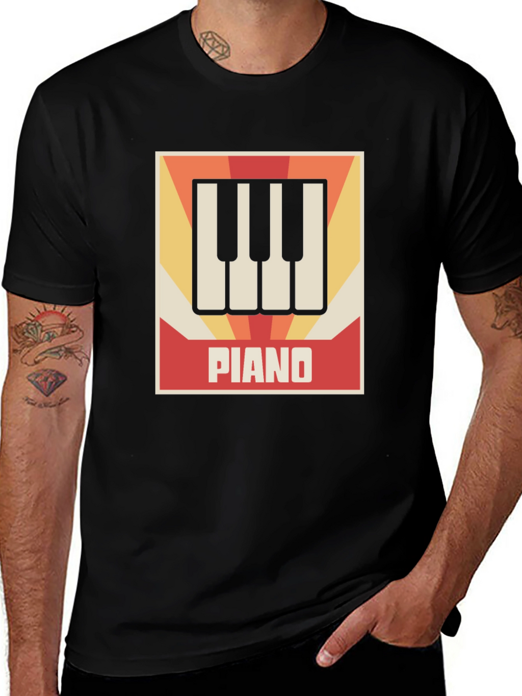 Retro Piano Keys Graphic Tee - Musicians Style