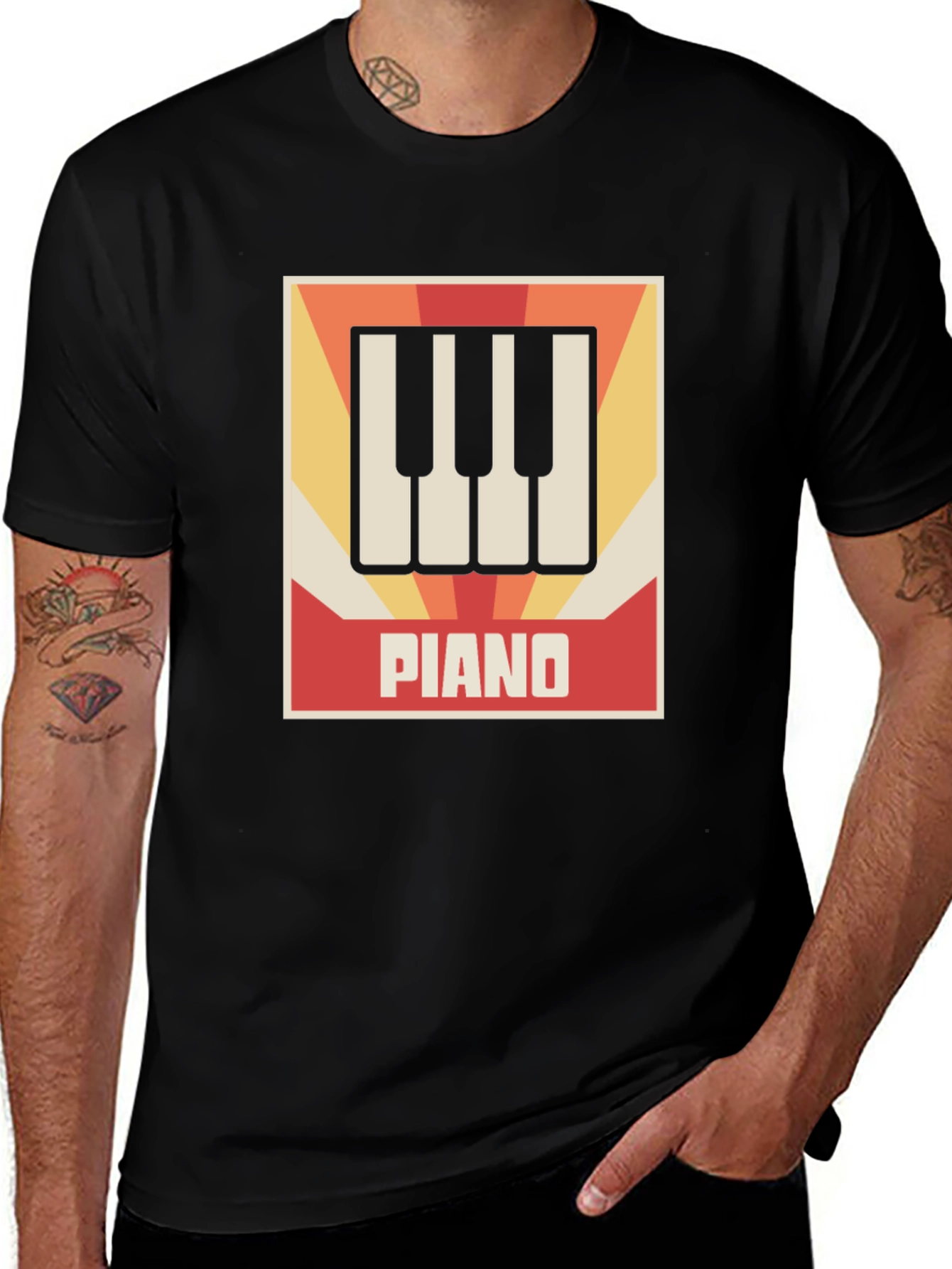 Retro Piano Keys Graphic Tee - Musicians Style