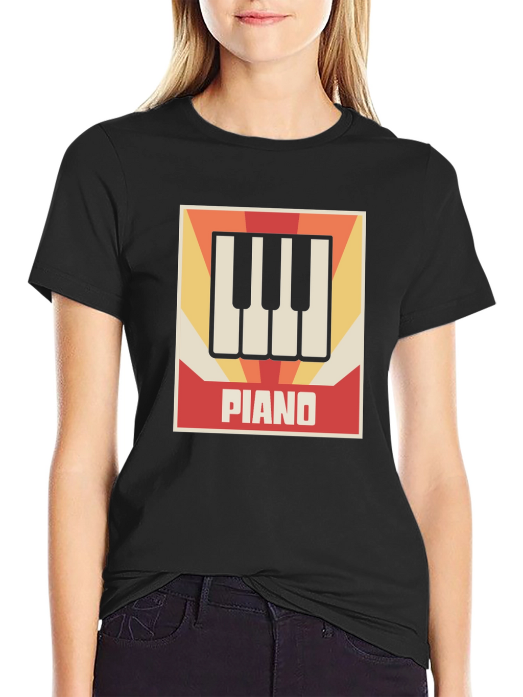 Retro Piano Keys Graphic Tee - Musicians Style