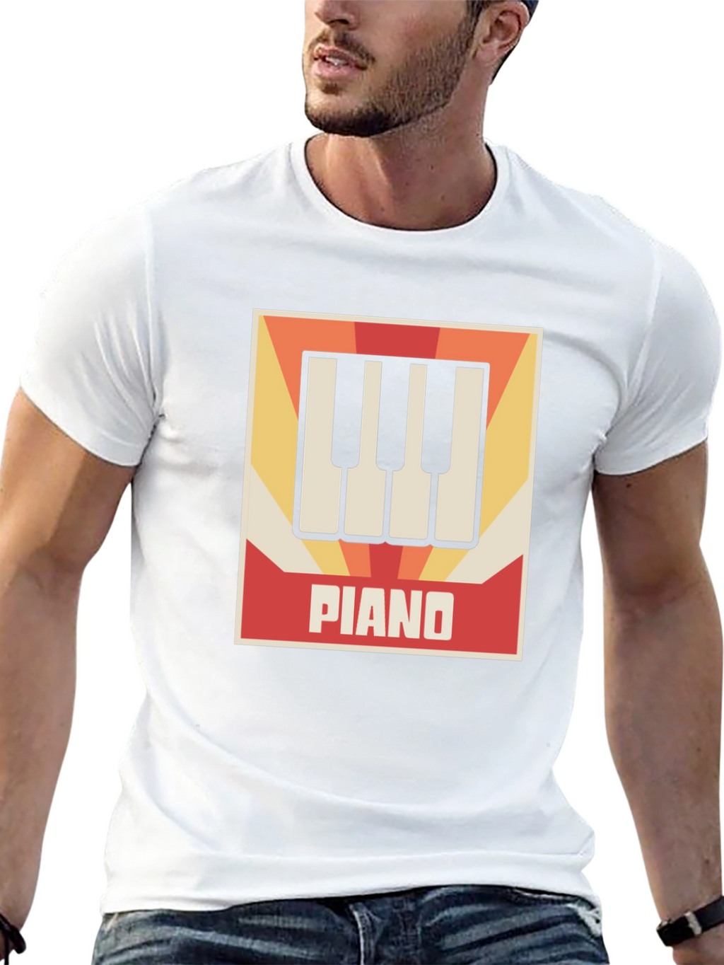 Retro Piano Keys Graphic Tee - Musicians Style