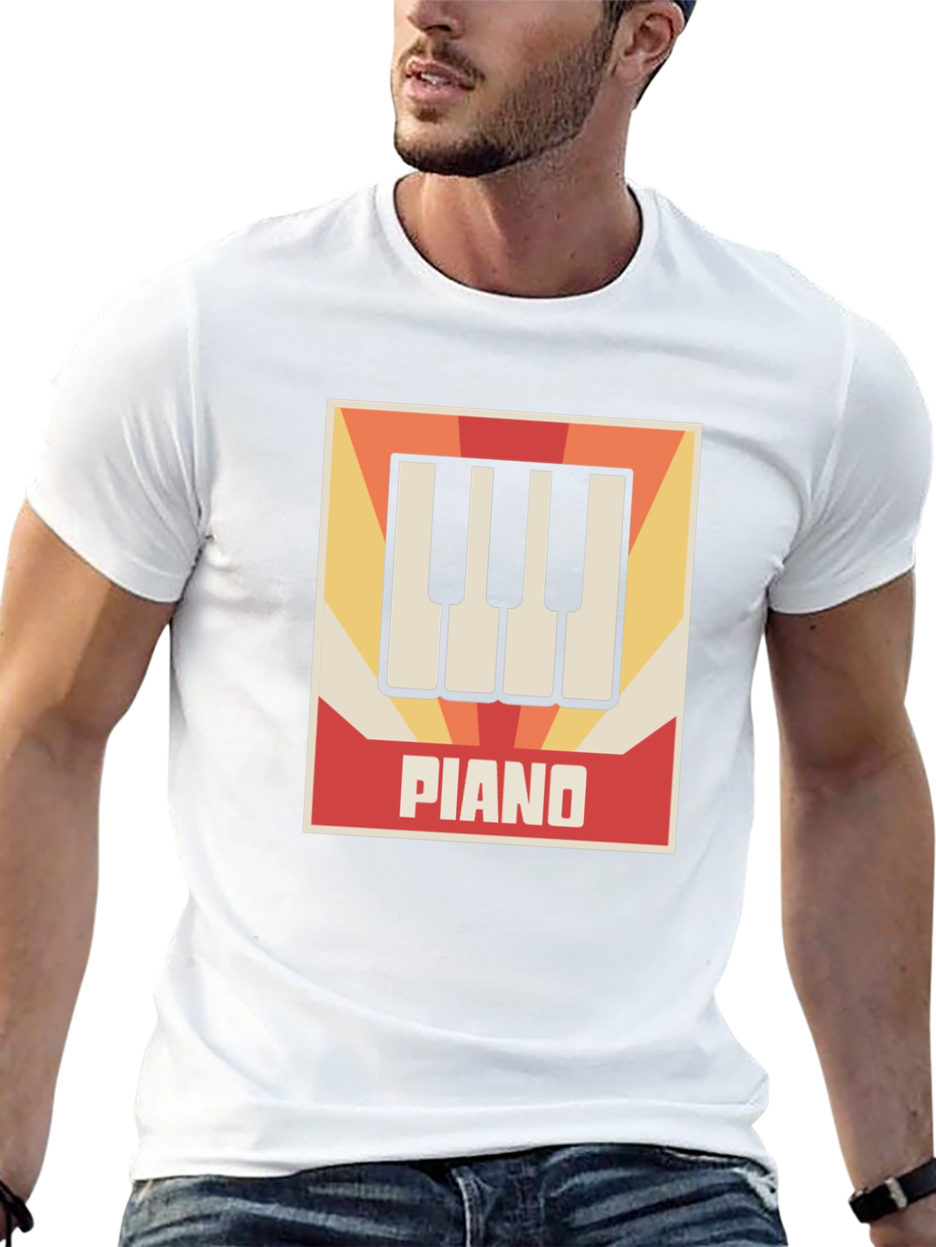 Retro Piano Keys Graphic Tee - Musicians Style