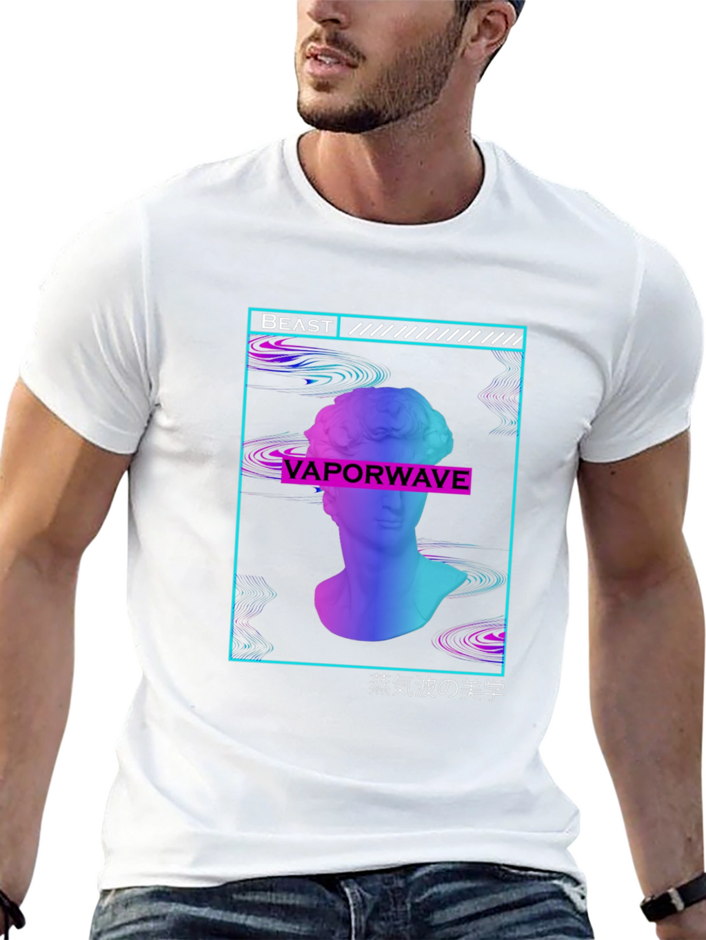 Vaporwave Aesthetic T-Shirt - Beast Design