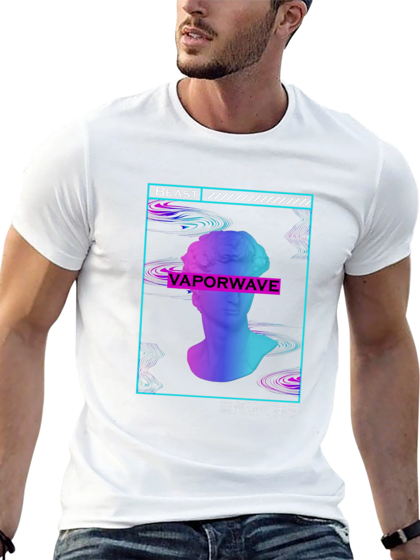 Vaporwave Aesthetic T-Shirt - Beast Design