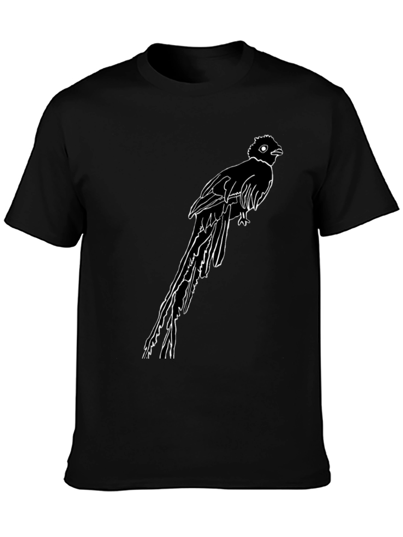 Quetzal Bird Graphic Tee - Stylish Black Cotton T-Shirt
