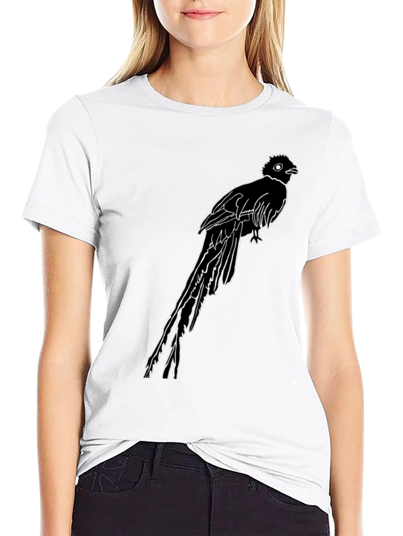 Quetzal Bird Graphic Tee - Stylish Black Cotton T-Shirt