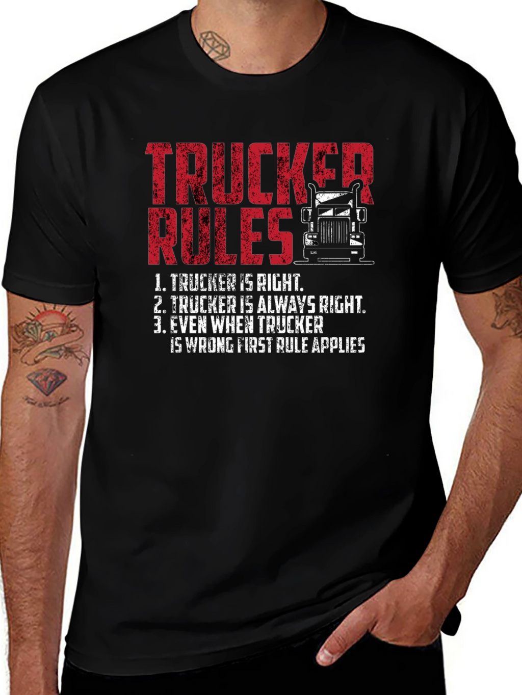 Trucker Rules Graphic Tee - Funny Truck Driver T-Shirt