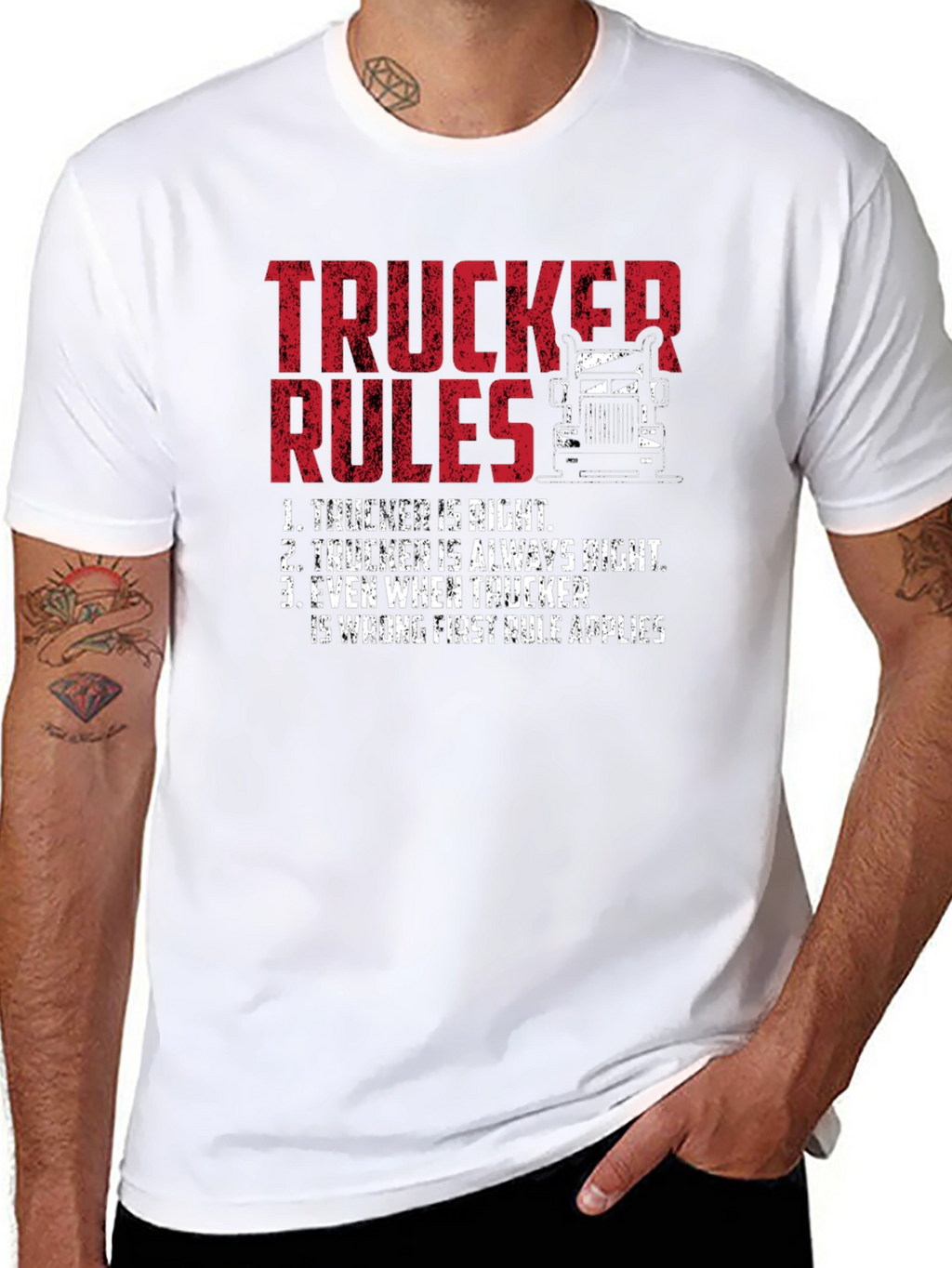 Trucker Rules Graphic Tee - Funny Truck Driver T-Shirt