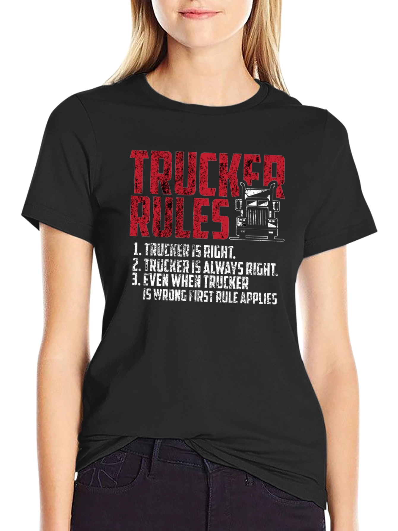 Trucker Rules Graphic Tee - Funny Truck Driver T-Shirt