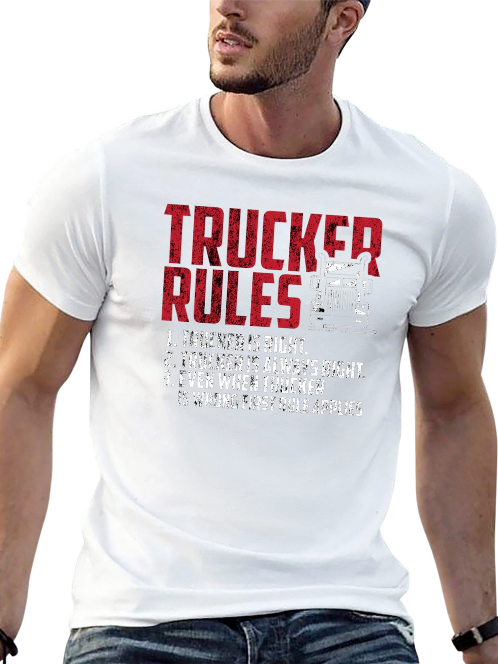 Trucker Rules Graphic Tee - Funny Truck Driver T-Shirt