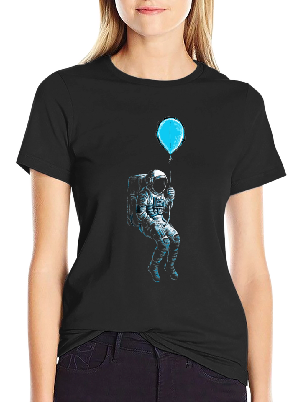 Astronaut Balloon Black Graphic Tee
