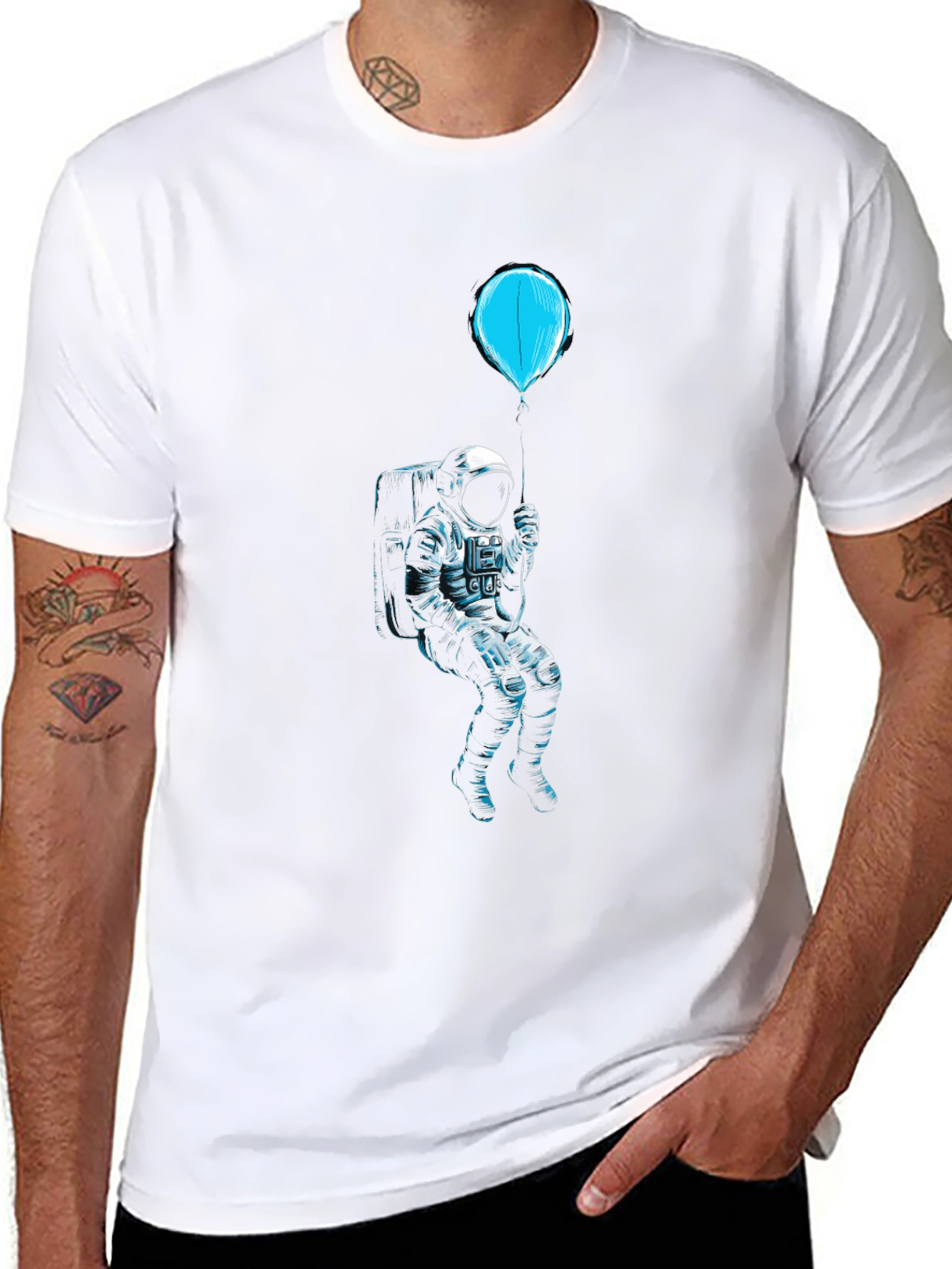 Astronaut Balloon Black Graphic Tee