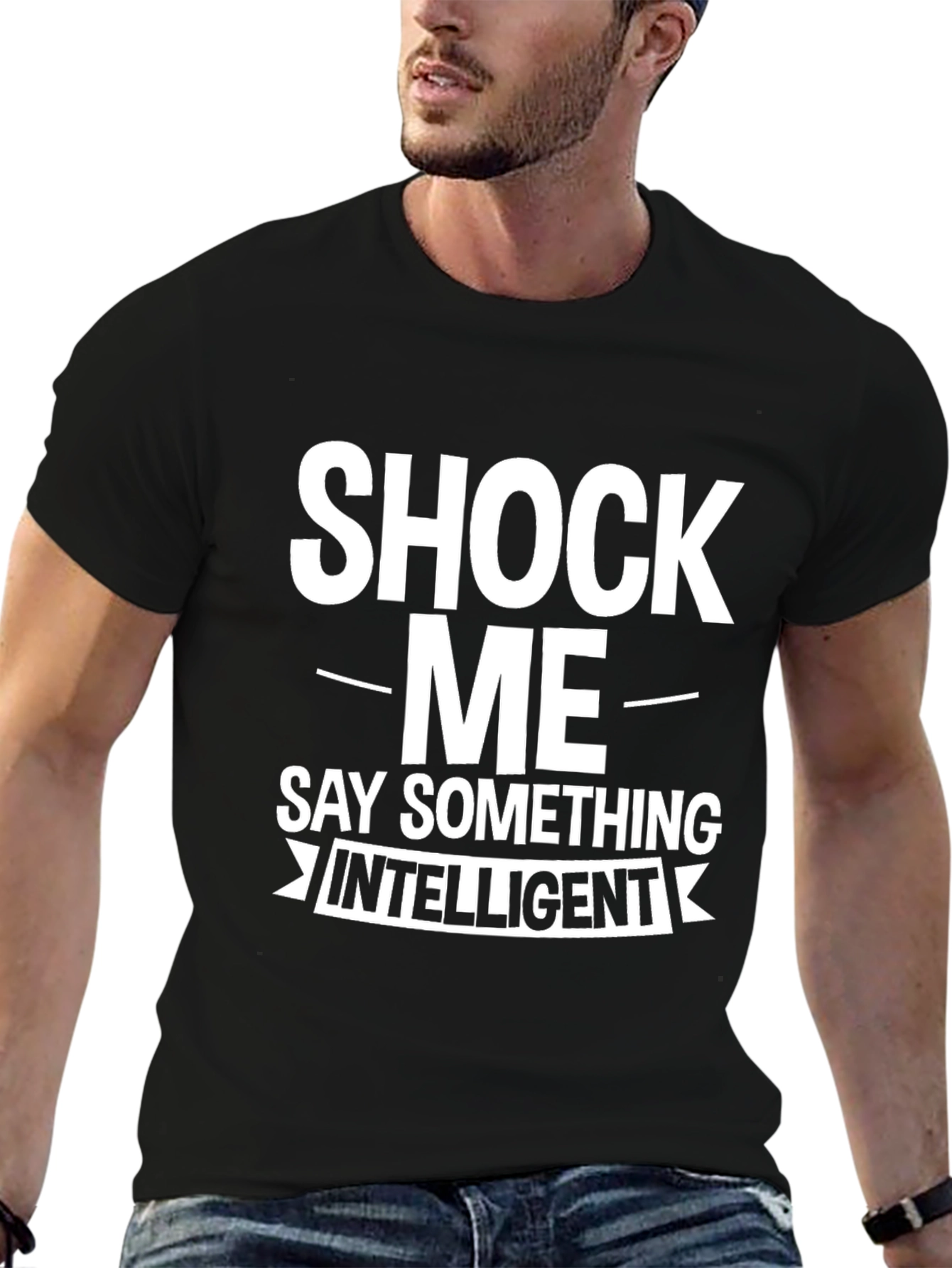 Shock Me - Funny Graphic Mens Black T-Shirt