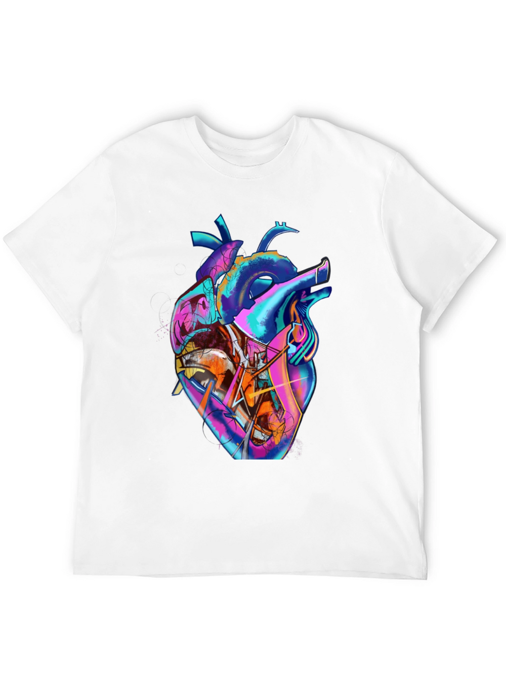 Abstract Heart Graphic Tee - Stylish Mens Black T-Shirt