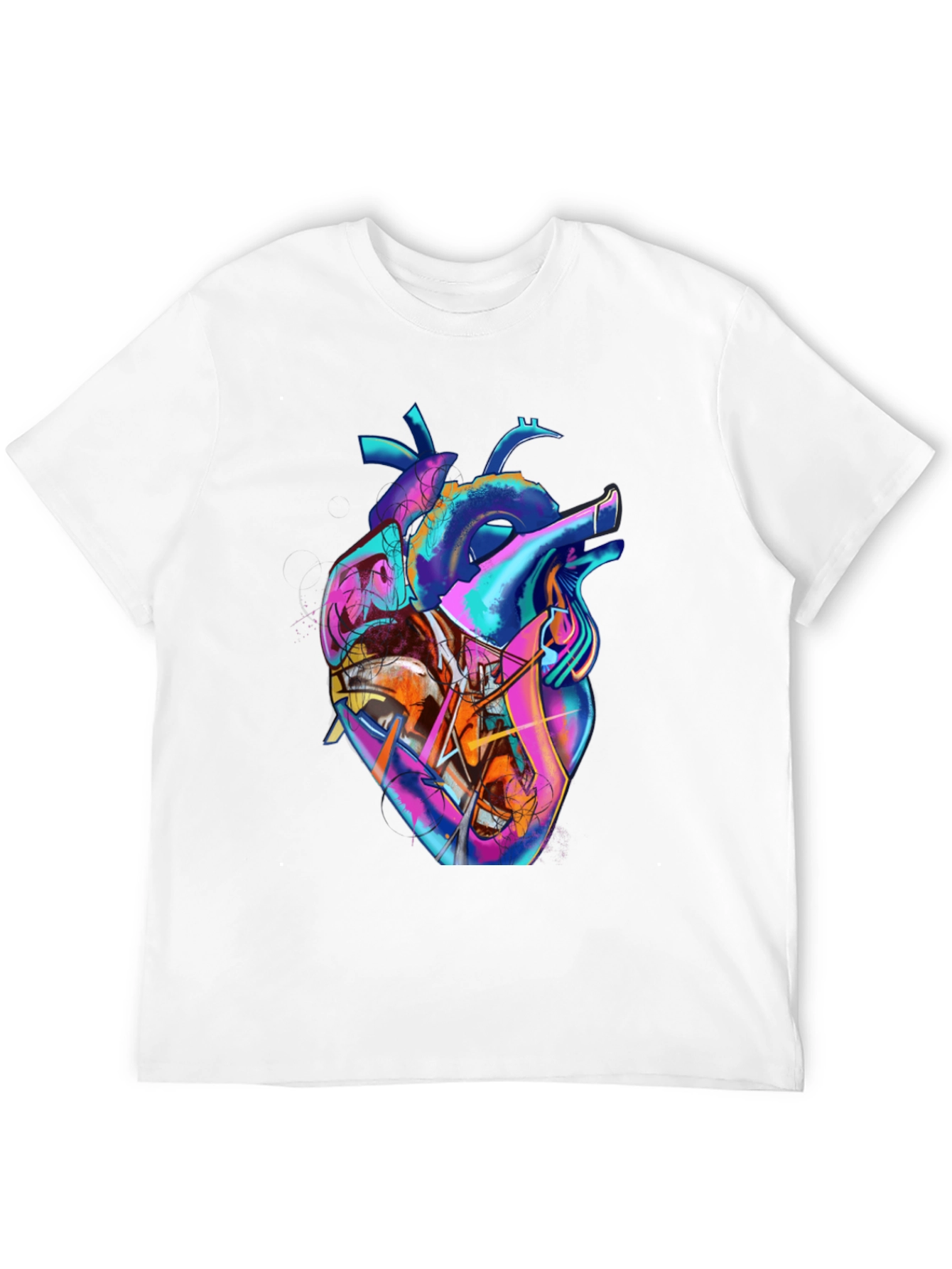 Abstract Heart Graphic Tee - Stylish Mens Black T-Shirt