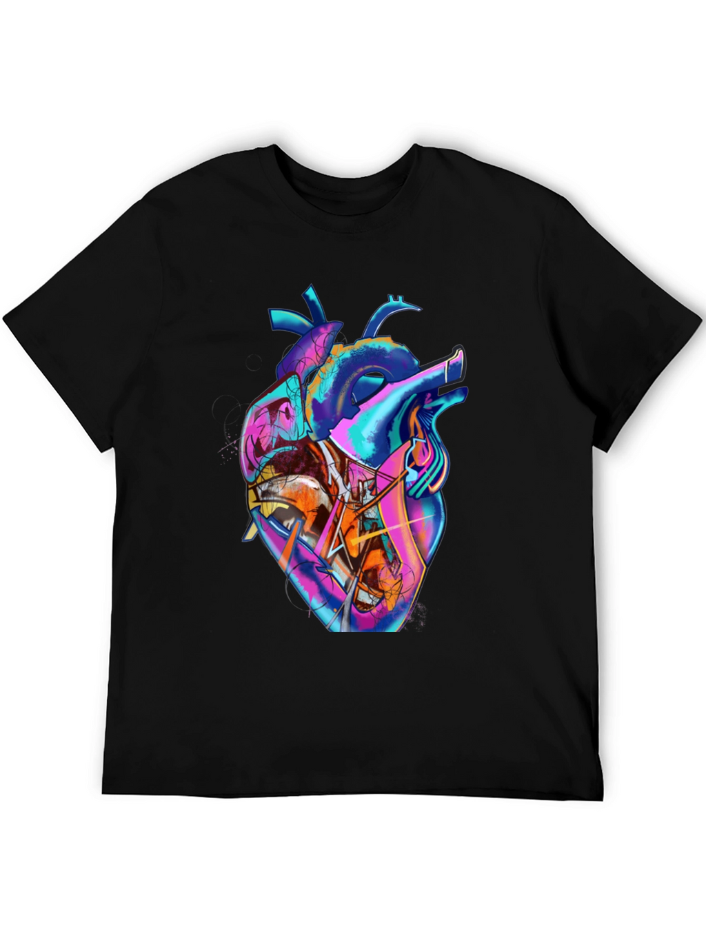 Abstract Heart Graphic Tee - Stylish Mens Black T-Shirt