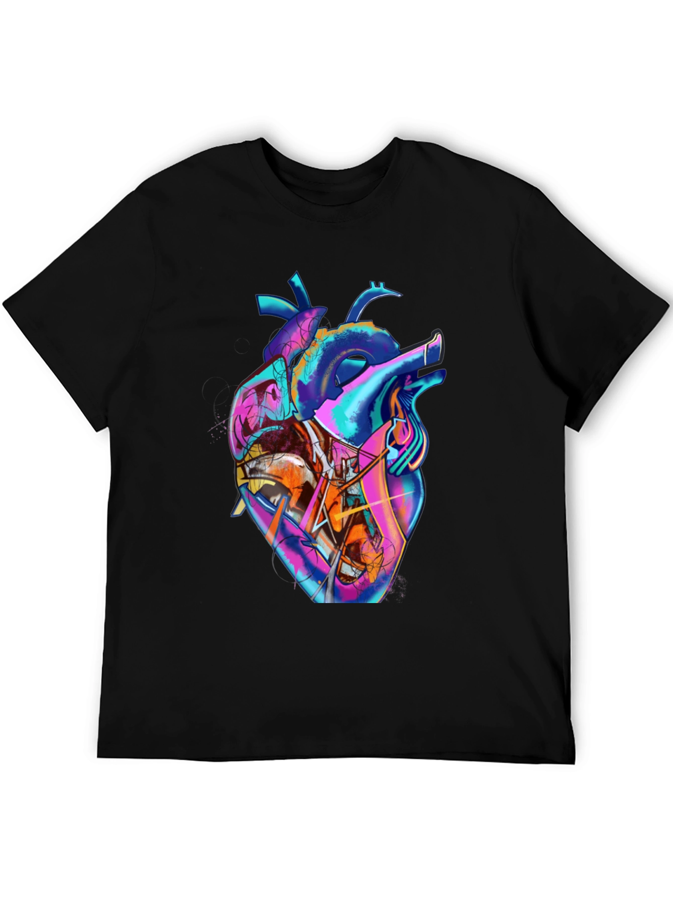 Abstract Heart Graphic Tee - Stylish Mens Black T-Shirt
