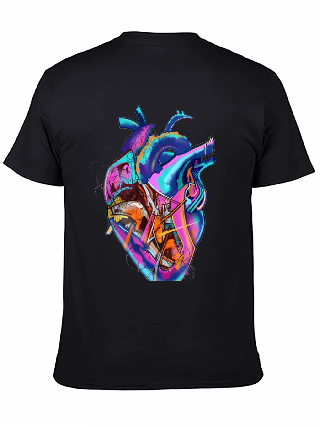 Abstract Heart Graphic Tee - Stylish Mens Black T-Shirt