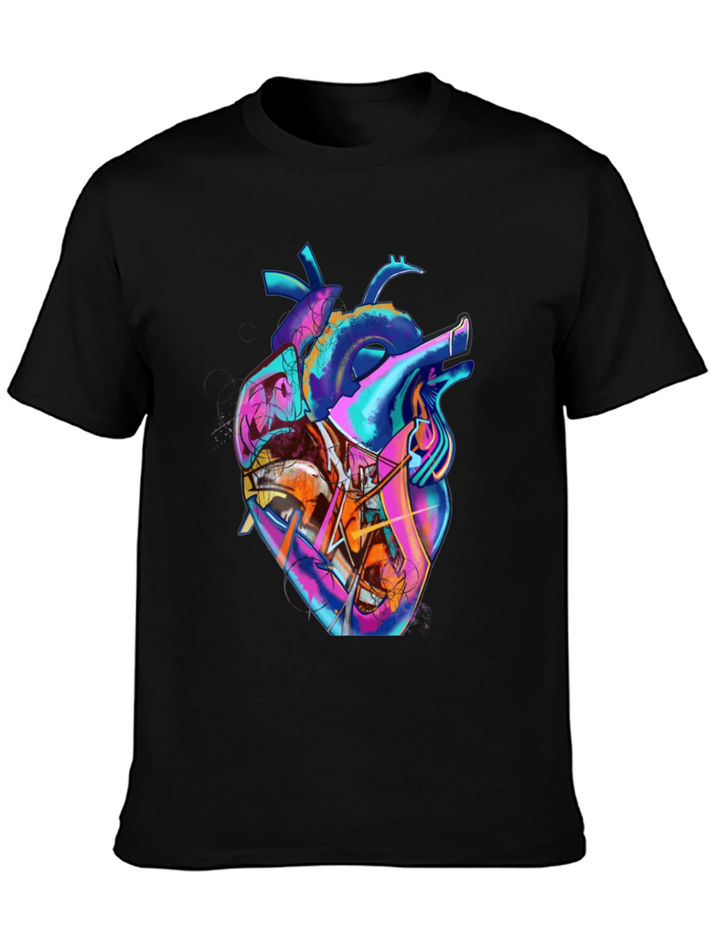 Abstract Heart Graphic Tee - Stylish Mens Black T-Shirt