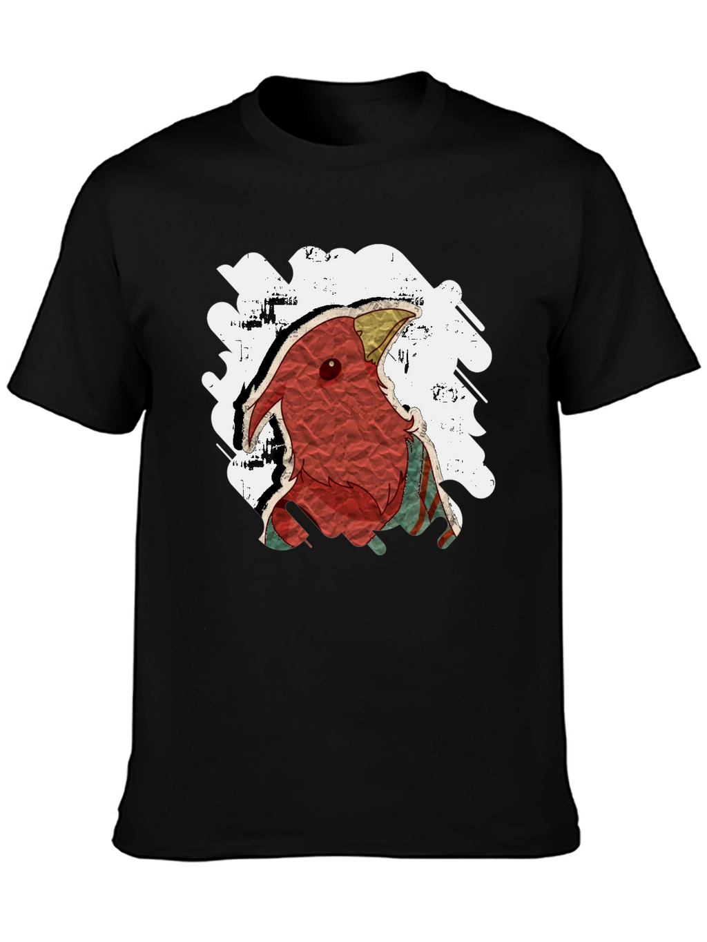 Abstract Bird Graphic Tee - Black