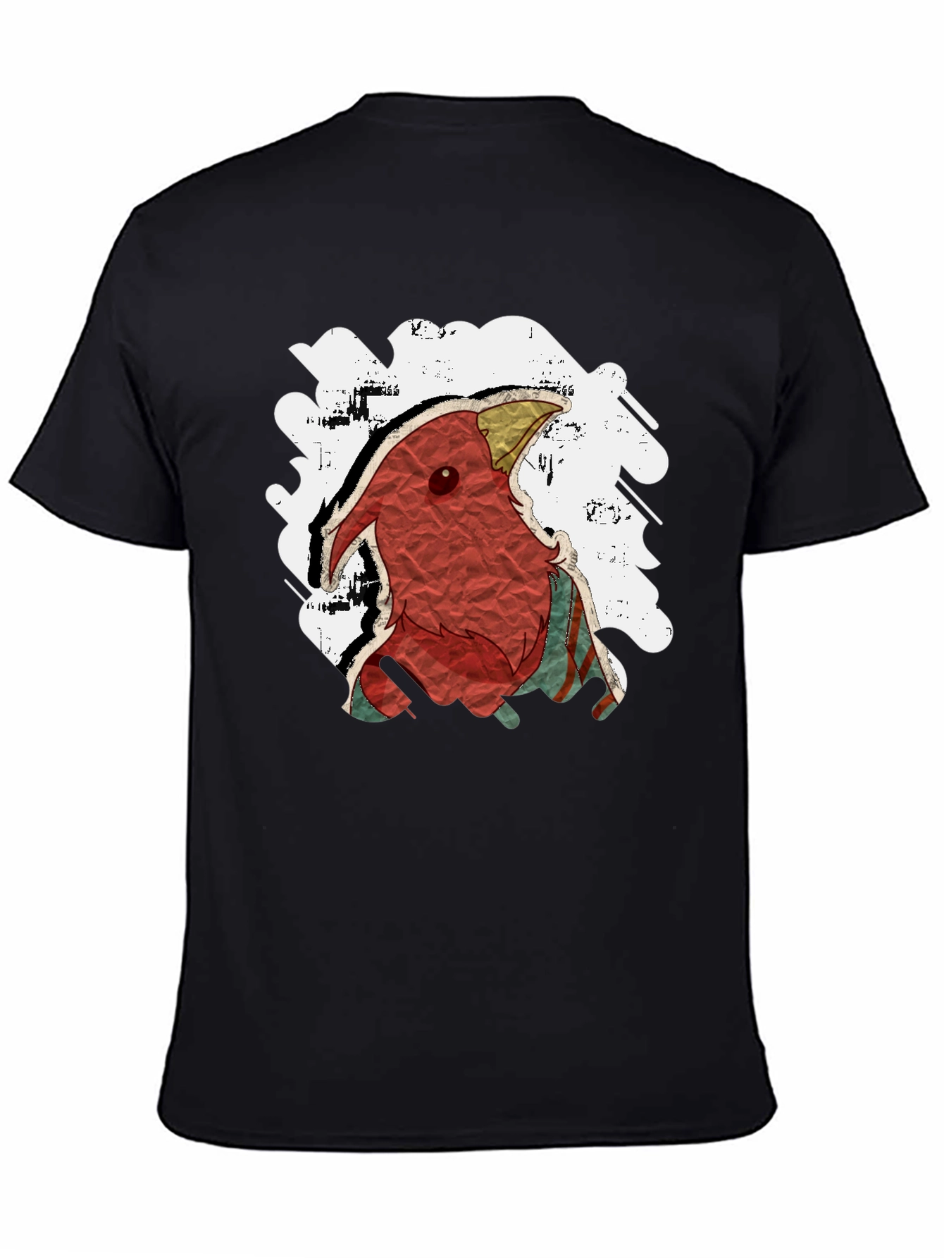 Abstract Bird Graphic Tee - Black