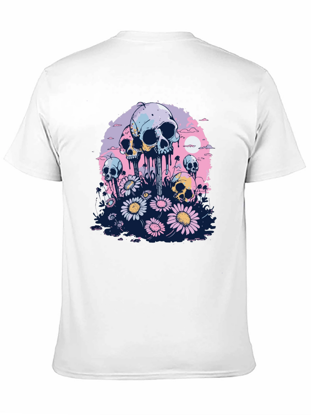 Skull & Daisy Graphic Tee - Unique Pastel Design