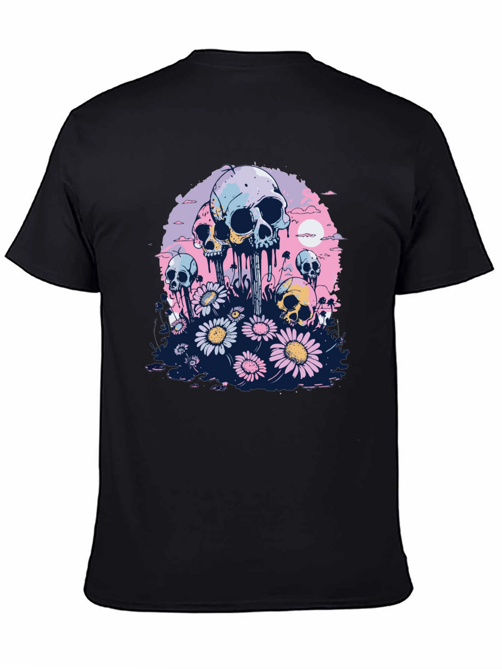 Skull & Daisy Graphic Tee - Unique Pastel Design