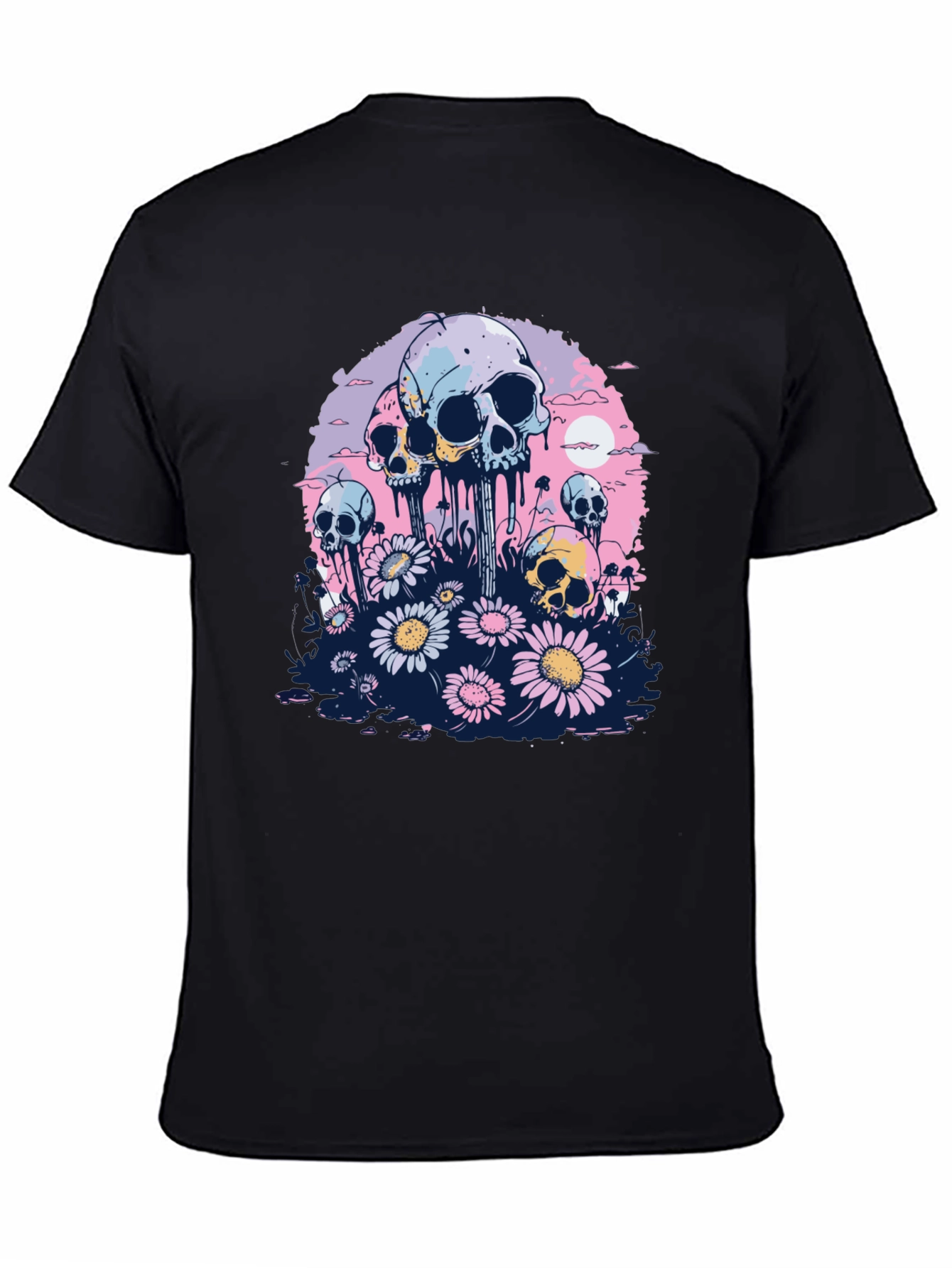 Skull & Daisy Graphic Tee - Unique Pastel Design