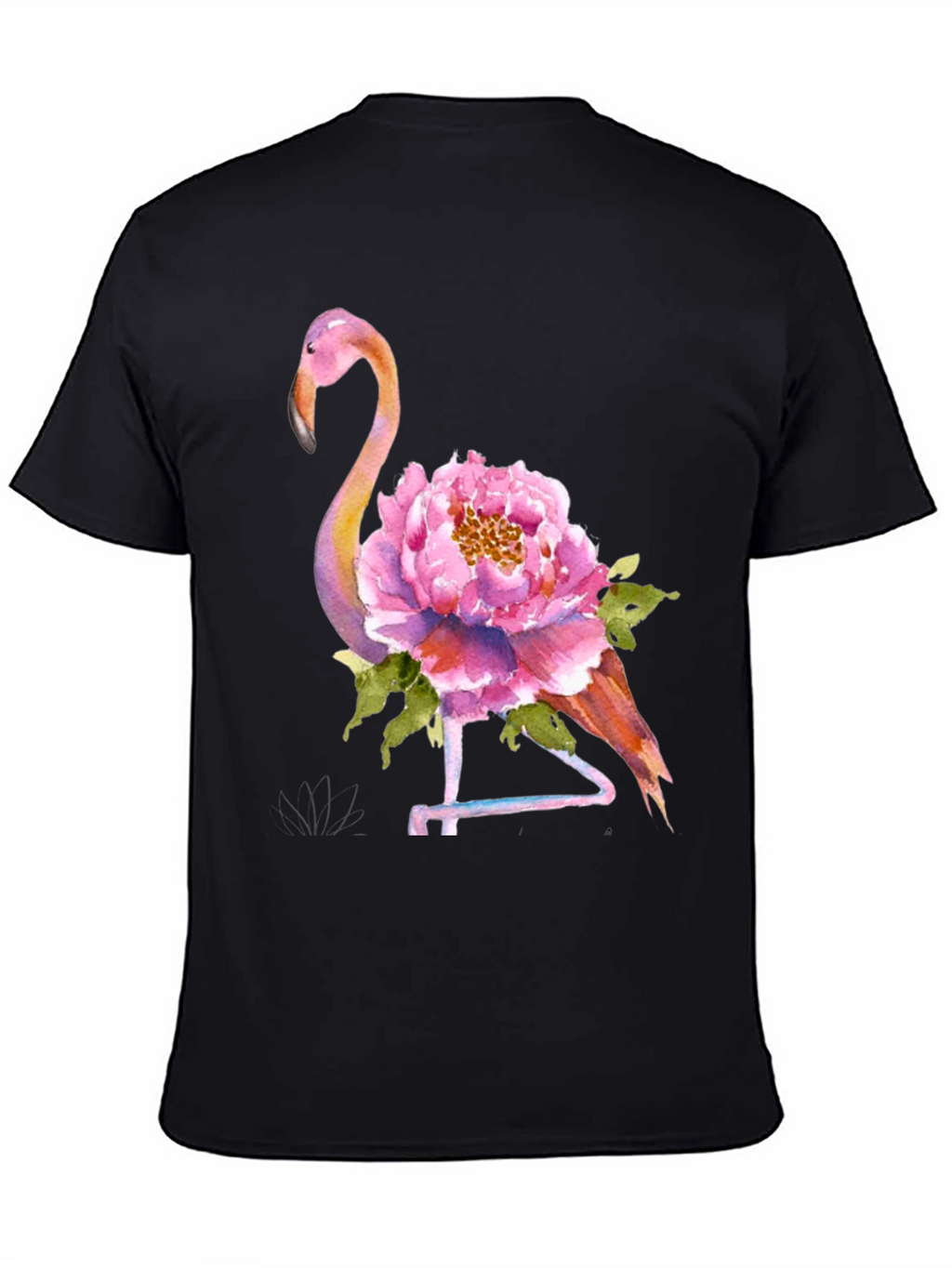 Mens Flamingo Floral Graphic Tee - Black