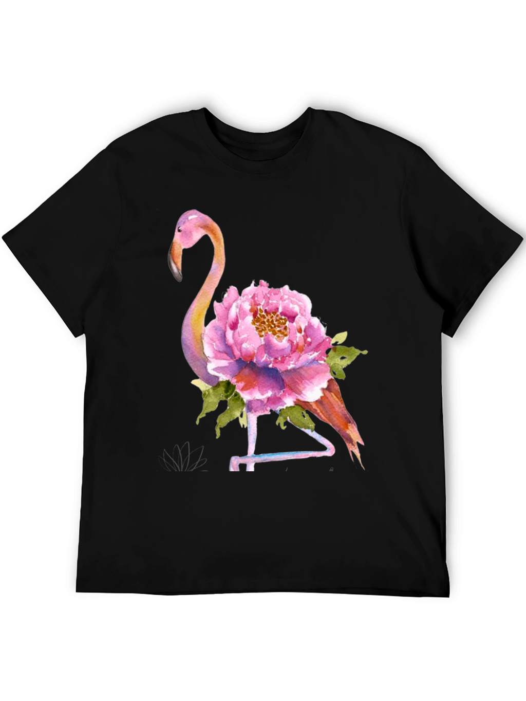 Mens Flamingo Floral Graphic Tee - Black