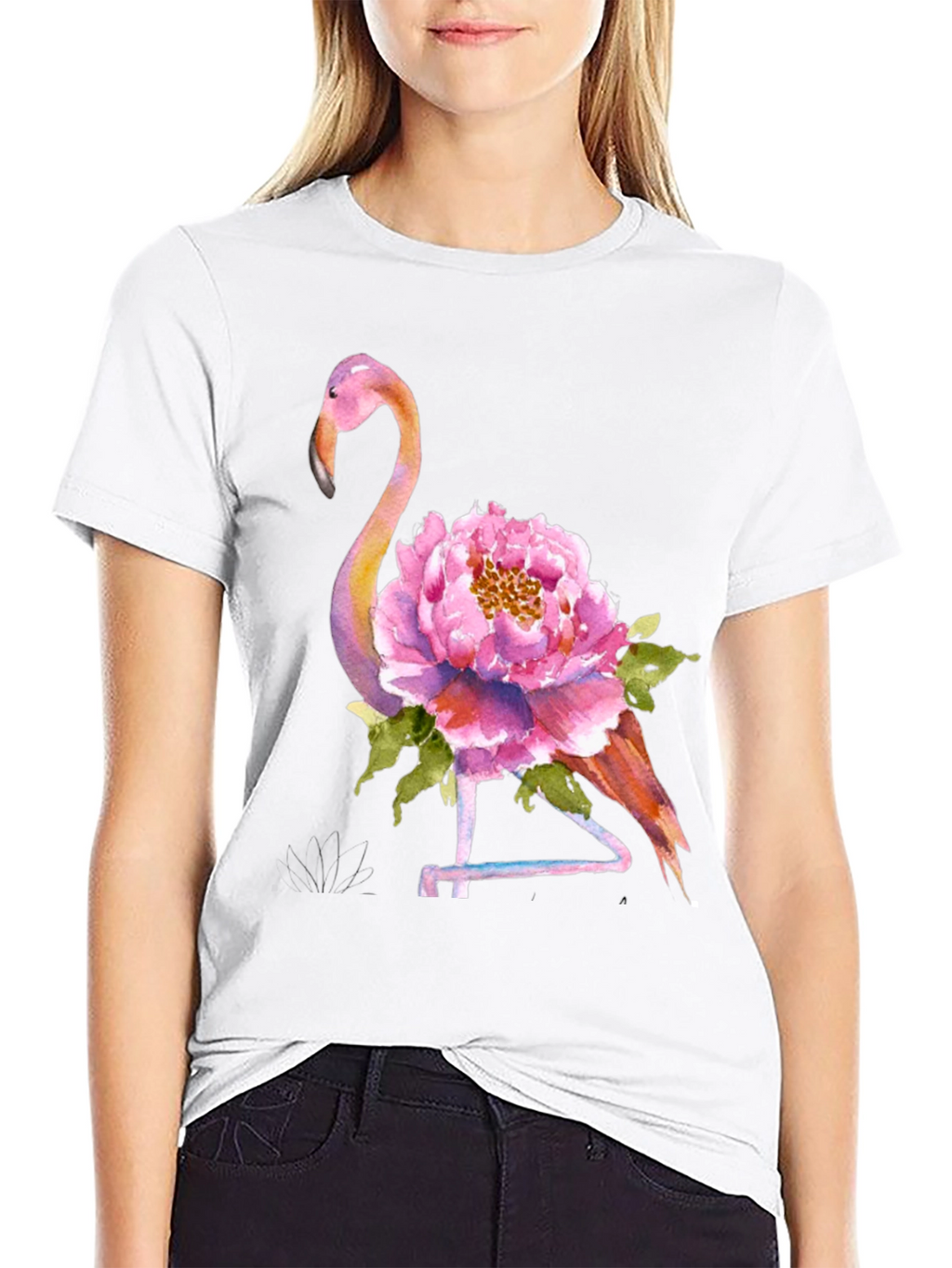 Mens Flamingo Floral Graphic Tee - Black