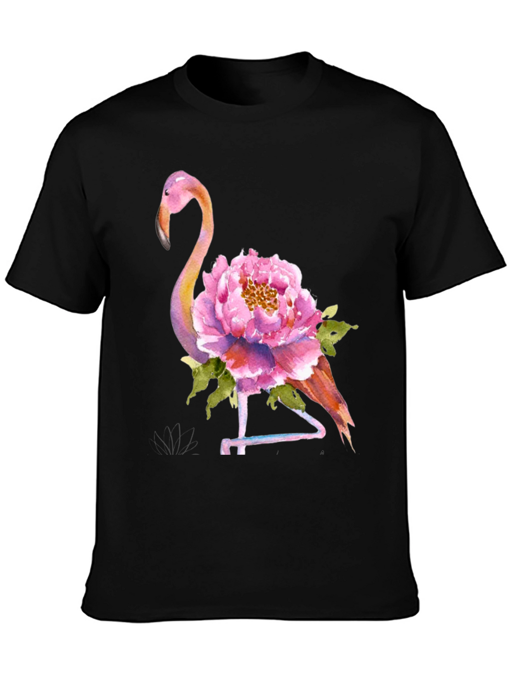 Mens Flamingo Floral Graphic Tee - Black