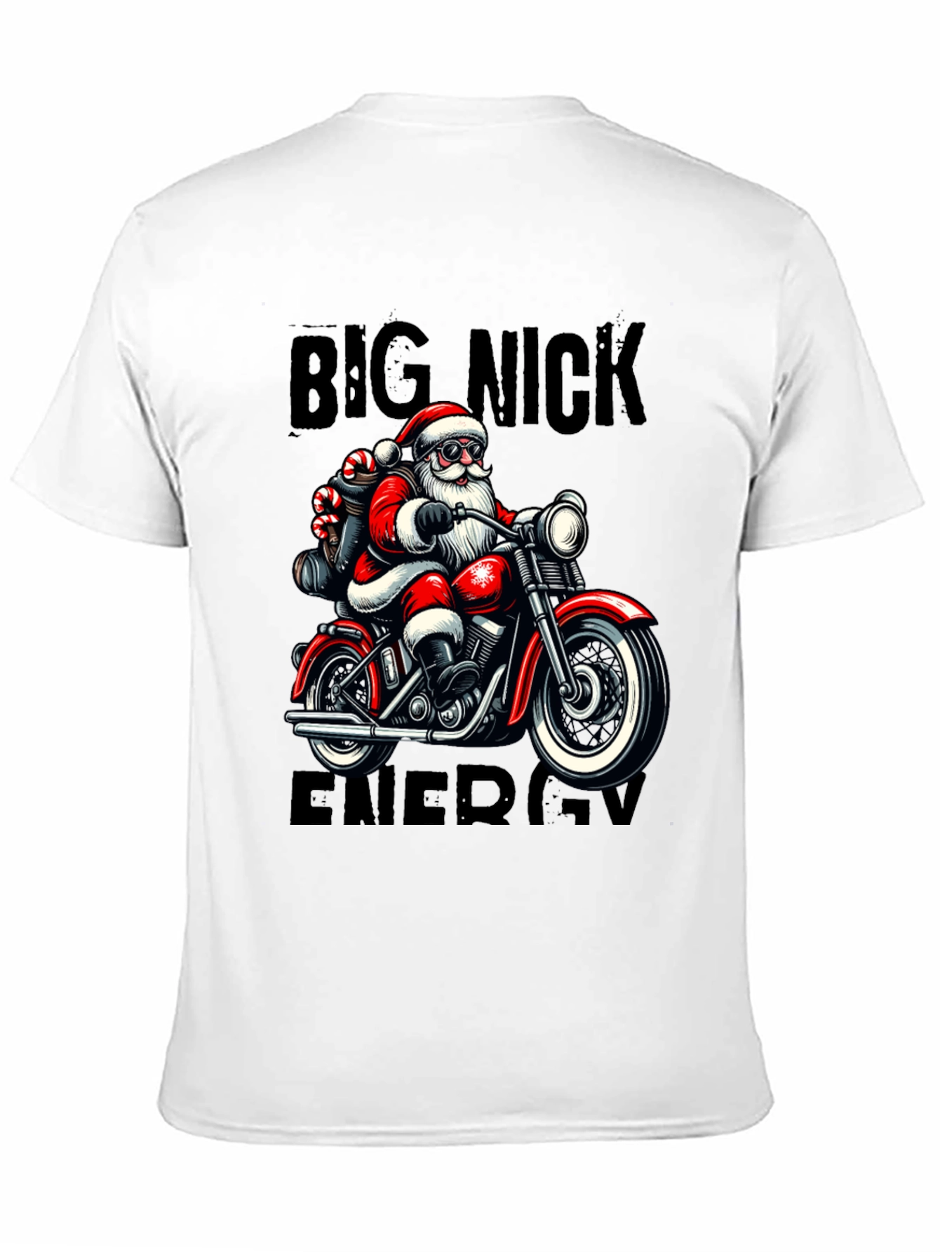 Big Nick Energy Santa Motorcycle T-Shirt